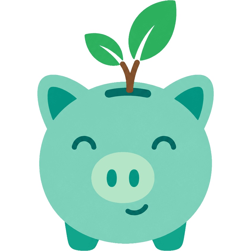 Twiggybank — a mint piggy bank with leafy sprouts